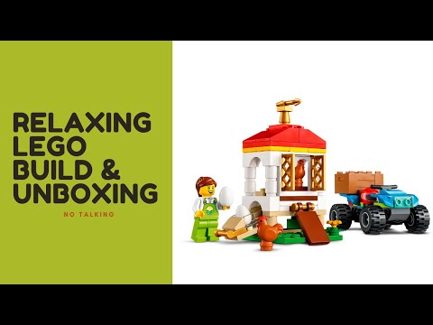 YouTube thumbnail: Lego City Chicken Henhouse - 60344 - RELAXING LEGO BUILD AND UNBOXING (no talking) ASMR