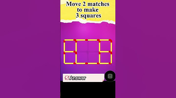 Matches puzzle №31 Move 2 matches to make 3 squares