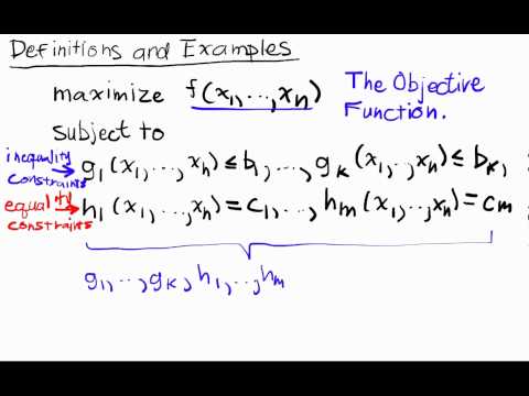 Constrained Optimization Lecture I Part 1: Definitions and Examples