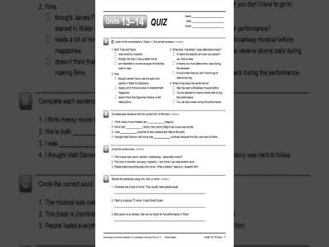 Interchange 5th Level 2 Assessment L2 Written Quiz Units 13-14