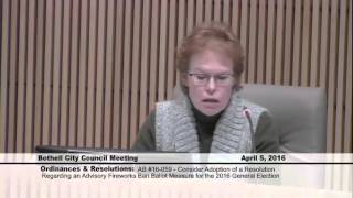 April 5, 2016 Bothell City Council Meeting (2 of 2)