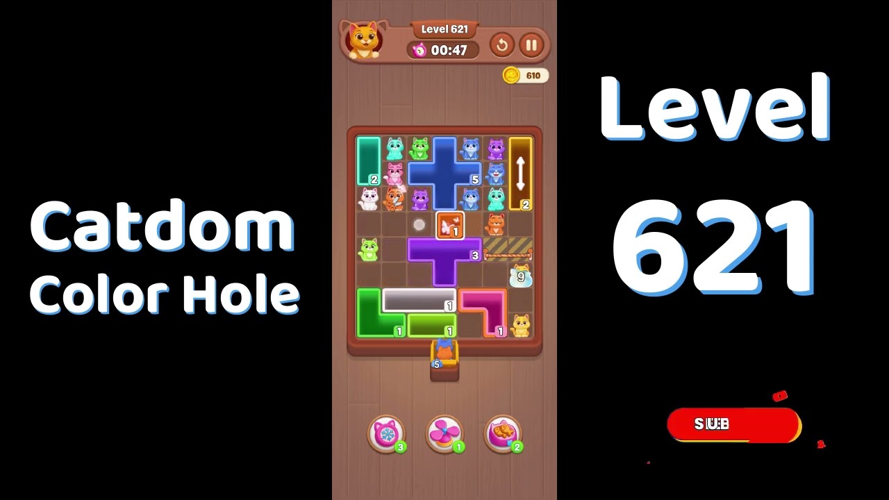 Catdom Level 621 walkthrough | Color Hole 🐱🕳️| Solutionguruji