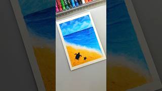 Easy Sea turtles  Oil Pastel Drawing 🐢🌊