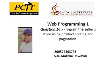 eShop Web Application Development 16 | 1st year | Semester 01 | Java Institute