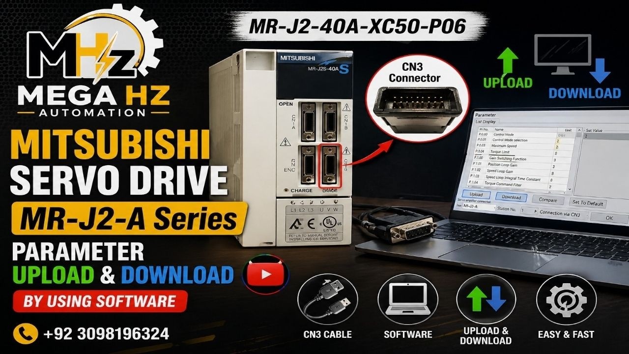 Mitsubishi MR-J2-A Servo Drive Parameter Upload & Download via CN3