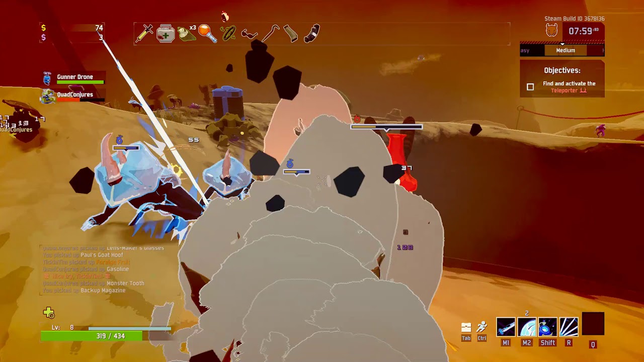 Risk of Rain 2 Mercenary game play 2x dmg 1/2 hp YouTube