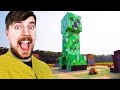 MrBeast blew up a giant Creeper in Minecraft - Minecraft vs Real Life