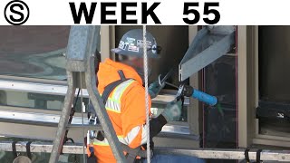 One-week construction time-lapse with closeups: Week 55 of the Ⓢ-series: Lotsa caulking plus more