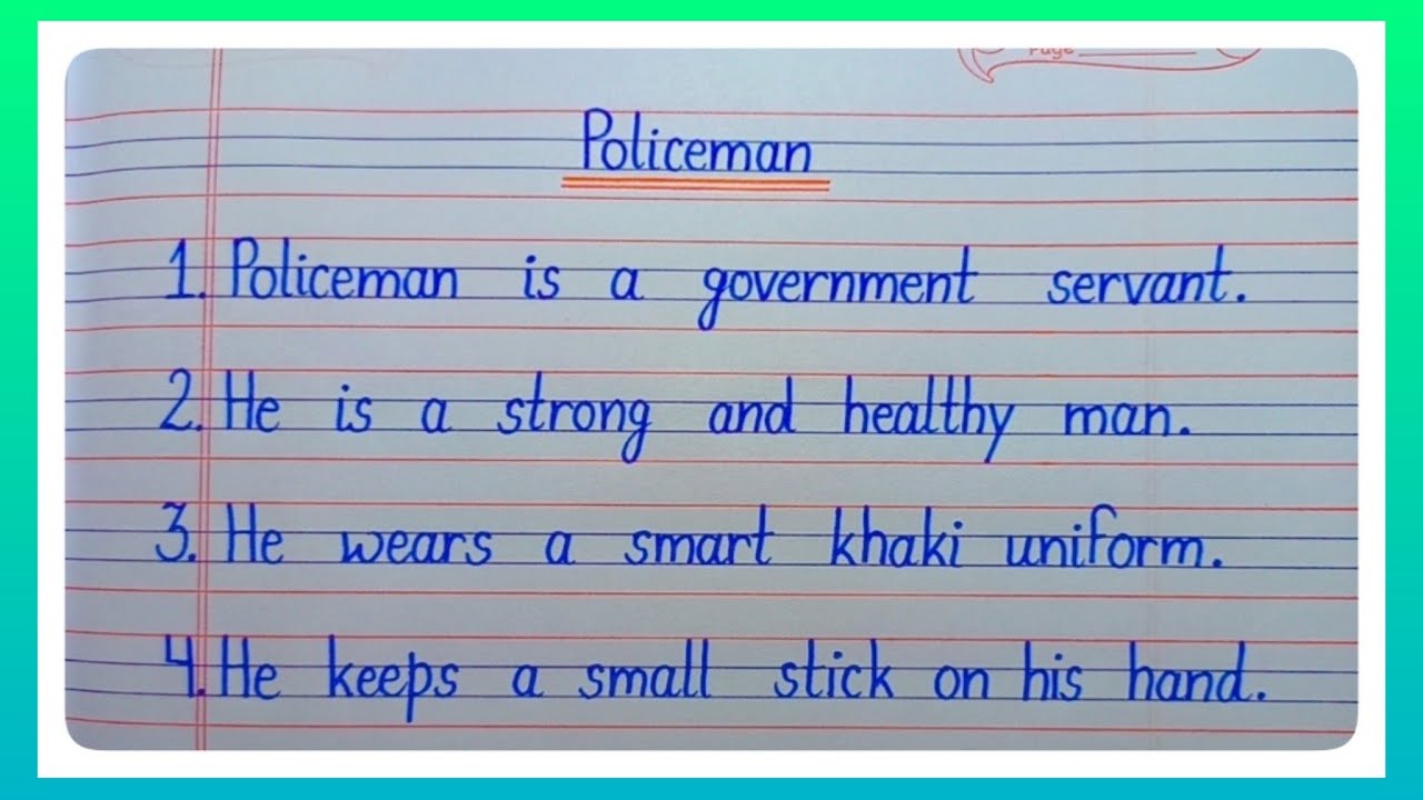 short essay on policeman for class 1