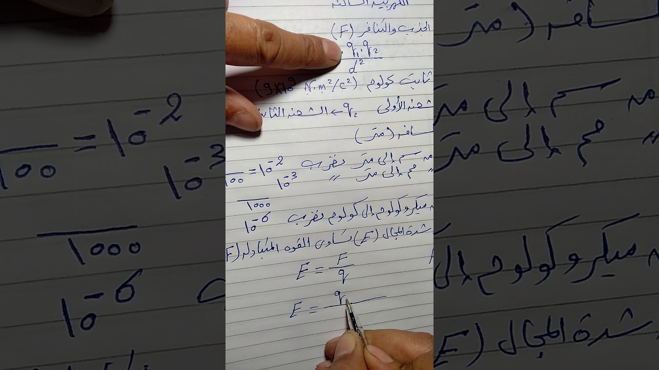 الكهربية الساكنة ( قوة الجذب والتنافر ) للصف الثالث الثانوي