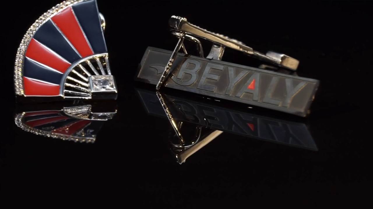 Beyaly Jewelry | Fan Shape Design Red And Black Epoxy Gold-plated Bezel Set Zircon Charm Earrings