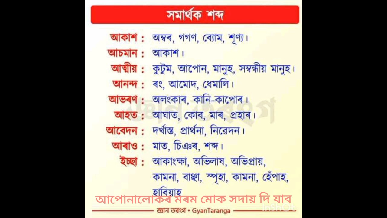 Assamese samarthak sabda