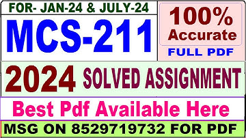 mcs 211 solved assignment 2024 / mcs 211 solved assignment 2023-24 / ignou mca mcs211 solved 2024