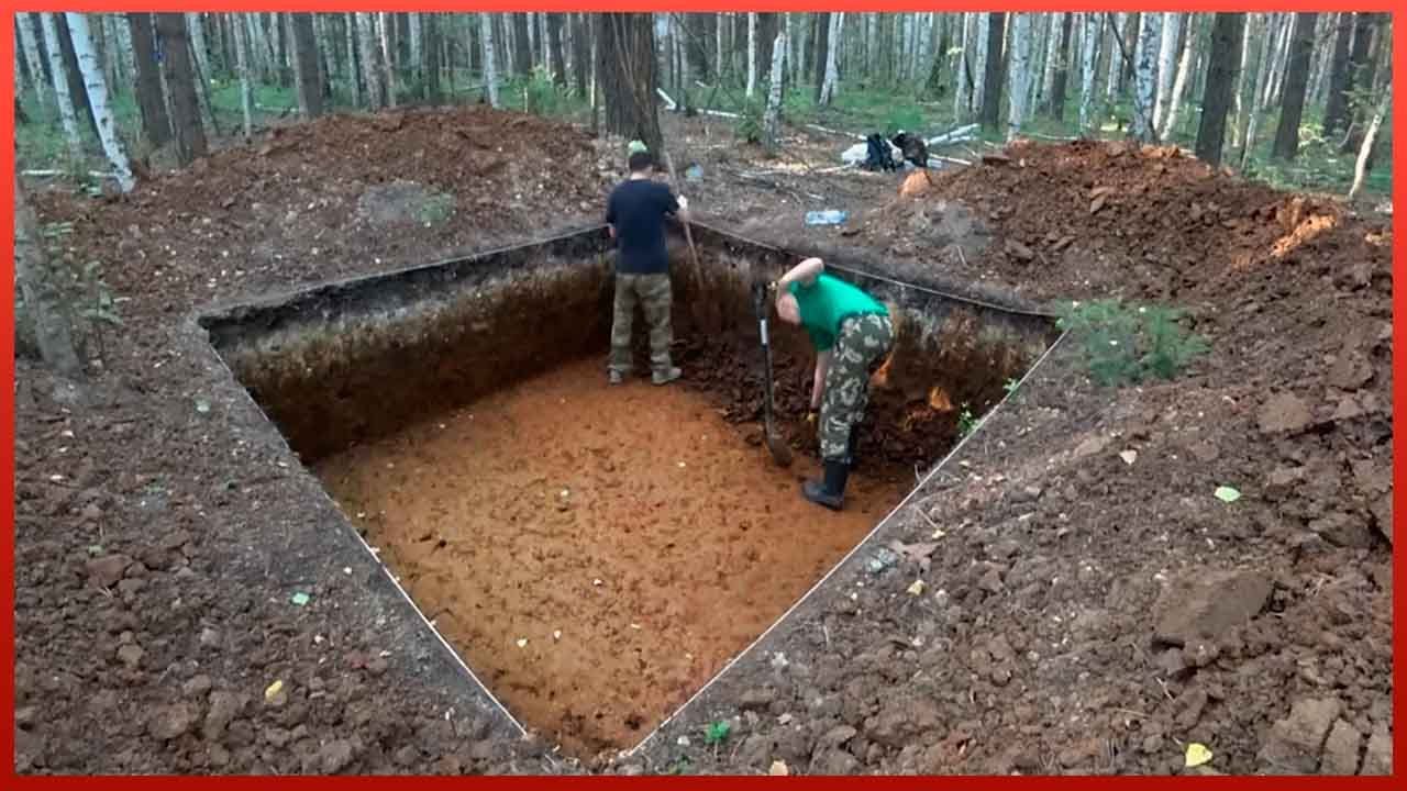 ⁣Man Builds Secret Bunker in the Heart of the Forest Using Logs | by @outdoorlifeandcraft