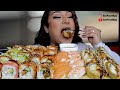 SUSHI MUKBANG BIG BITES | CRUNCHY ROLL | SALMON NIGIRI | RAINBOW ROLL | TEMPURA ROLL | SHRIMP NIGIRI