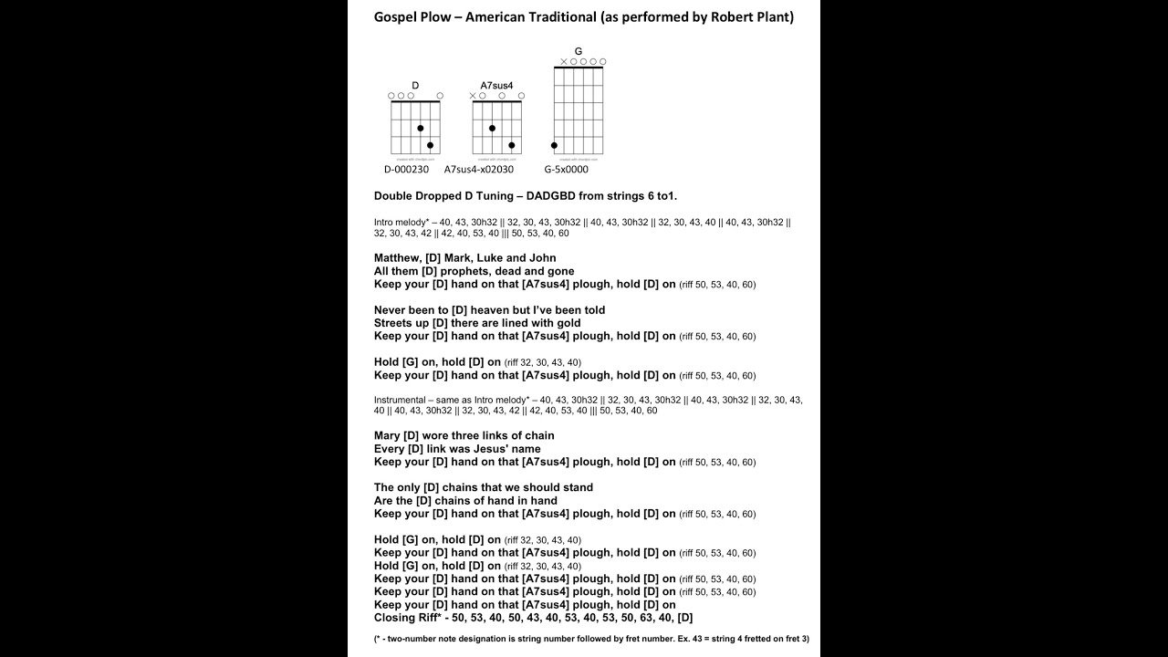 Gospel plow in double dropped d with chords and lyrics youtube