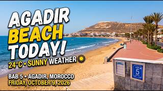 9/10/2026Agadir Beach Today 🇲🇦 | 24°C, Blue Sea & Sunny Weather | Beach Entrance 5 screenshot 1
