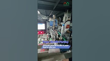 Paper Bag Handle Pasting: automatic robot arm paste the handles to paper bags