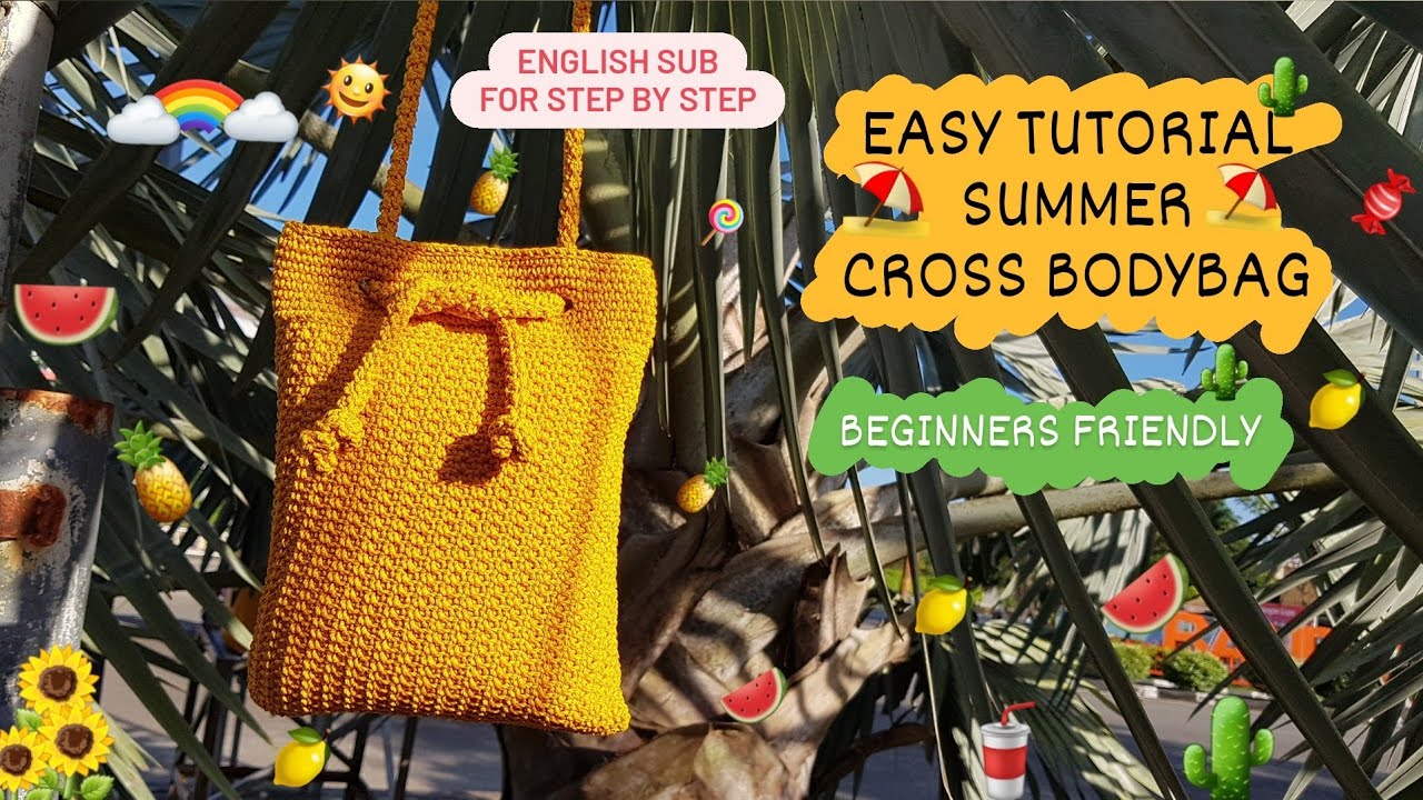 TUTORIAL TAS RAJUT SELEMPANG PEMULA / CROCHET SUMMER BAG