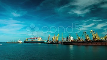 Big Cargo Ships With Containers Timelapse. Stock Footage