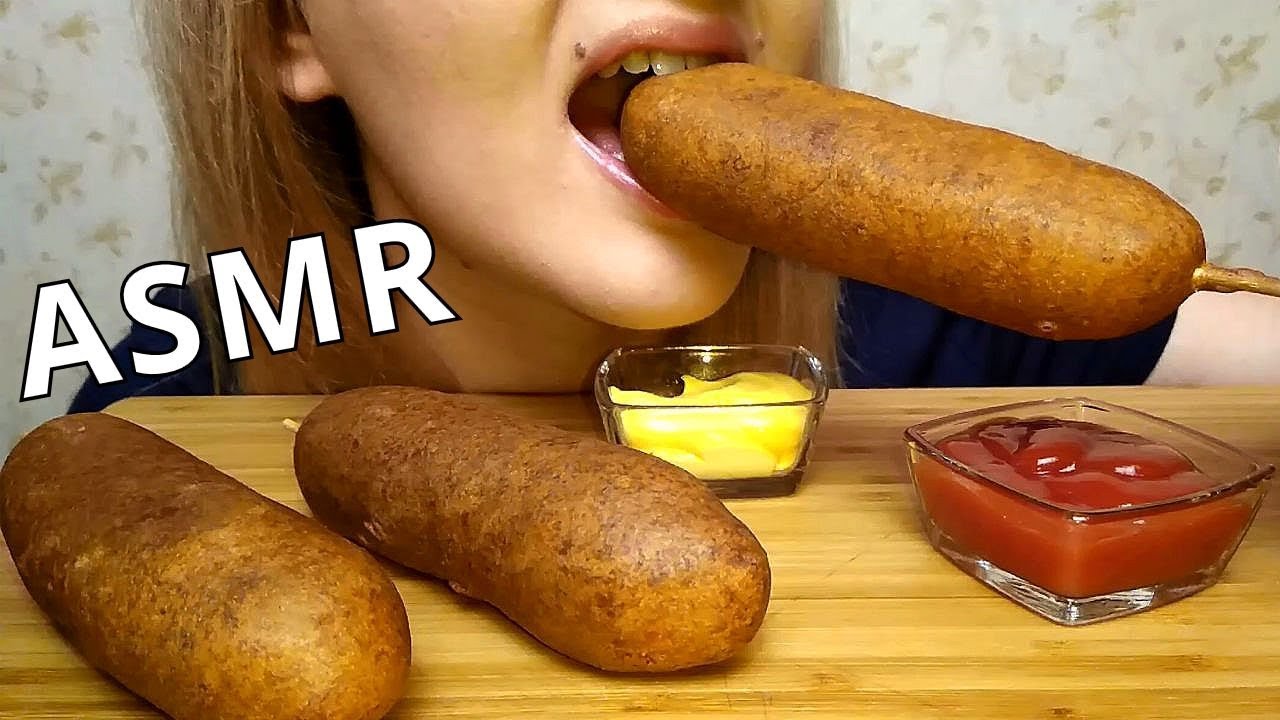 ASMR EATING CORN DOGS 먹방 (Eating Sounds) Mukbang/No Talking - YouTube