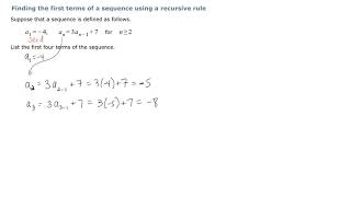 Finding the First Terms of Sequence Using a Recursive Rule