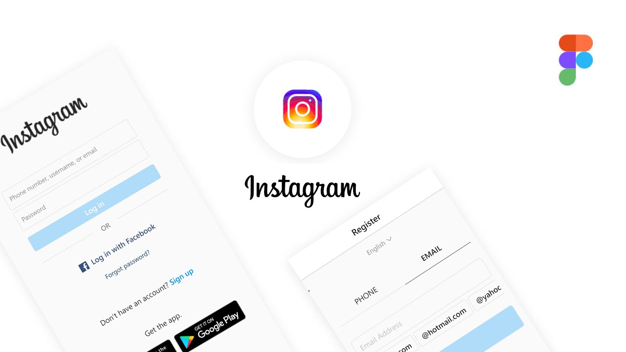 Figma | Instagram login signup design with prototyping