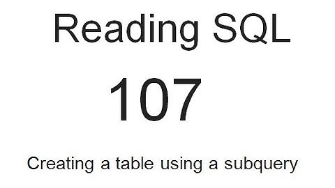Reading SQL: Creating a table using a subquery: SQL Tutorial 107