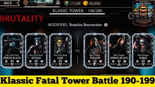 Klassic Fatal Tower Hard Battle 190-199 Fight + Rewards | MK Mobile Brutality Gameplay