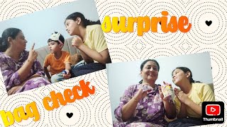 #bagcheck #surprise #funny #trending  Baccho ka surprise bag check!!!! Khuli pol !!🤣🤣🤪😜