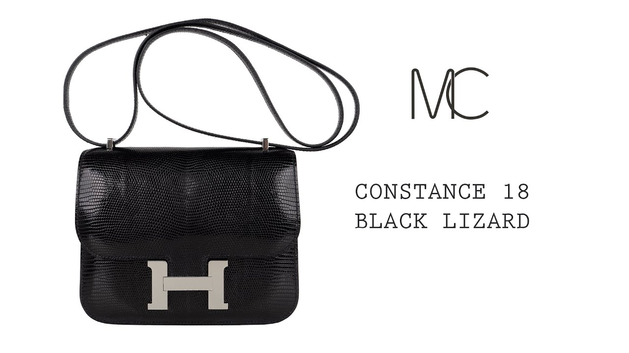 Hermes Constance Bag 18 Black Lizard Palladium Hardware