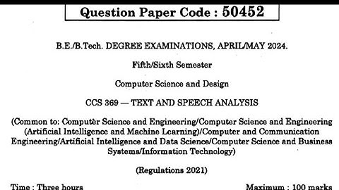 CCS369 Text and Speech Analysis Apr/May 2024