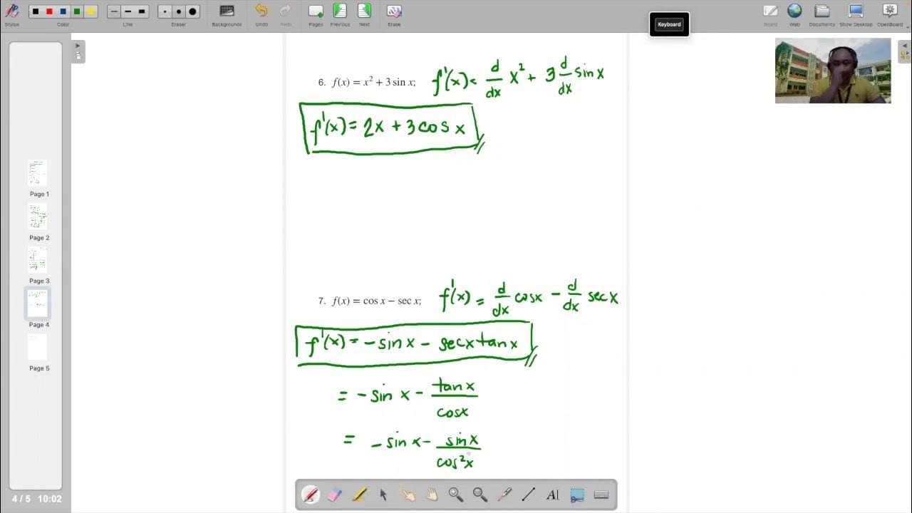Derivative of Trig Functions Examples - YouTube
