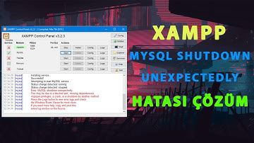 Xampp Mysql Shutdown Unexpectedly Hatası Çözüm