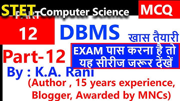 DBMS Part-12 500 MCQ |ERM and ERD |STET Computer Science MCQ Questions