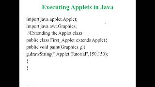 Video 46 Applets Basics Applets_vs Applications Life Cycle Applets in Java