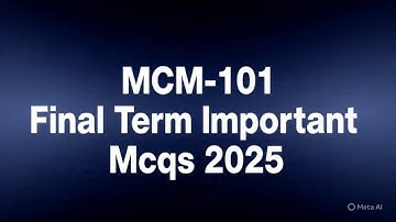 MCM -101 Final term Important mcqs 2025