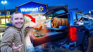 Overnight CAMP and COOK In Walmart Parking Lot - Truck Camping