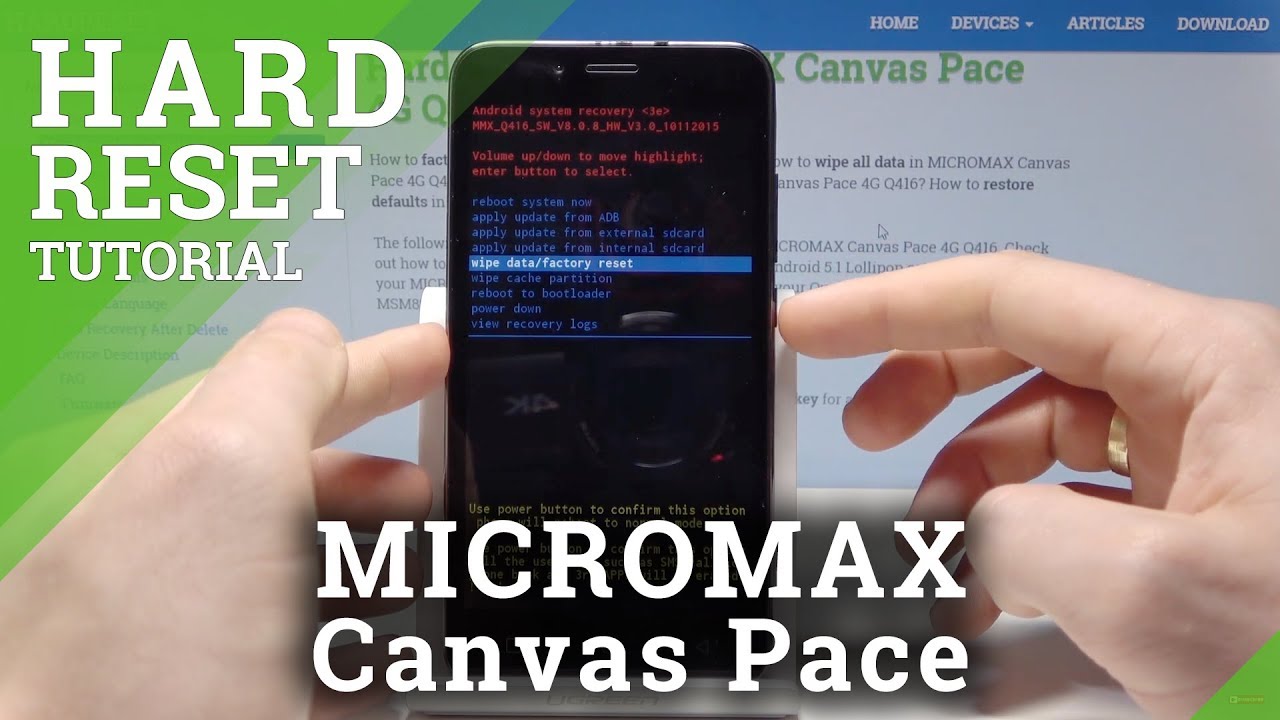 HARD RESET MICROMAX Canvas Pace 4G Q416 - Bypass Screen Lock - YouTube