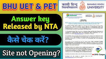 BHU UET And PET Answer Key Released !!! Check Now