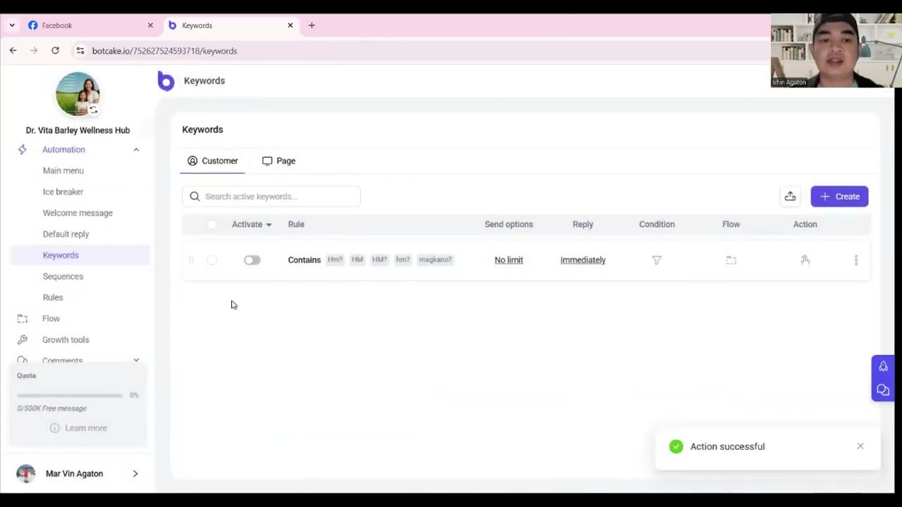 How To Set Up  Keywords in Botcake