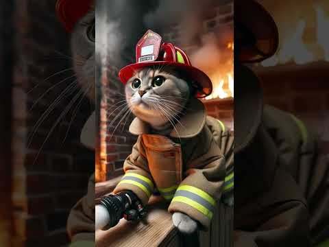 Fireman Cat Catlover Funny Cat Catlovers Fun Fireman Fire Short Shorts Shorts Viralshorts