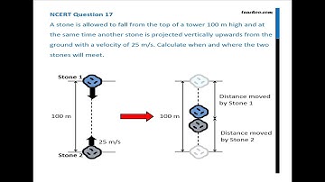 A stone is allowed to fall from the top of tower 100m high and at same time another stone is..