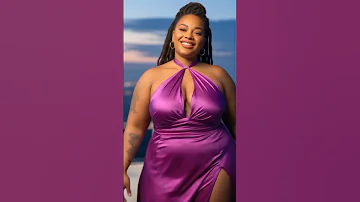 🔥 Radiant curves in a glamorous purple slit gown – beauty in motion 🌟 #plussizefashion #shorts