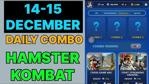 Hamster Kombat Daily Combo | Hamster Kombat Daily Combo Today 14 December I Hamster Kombat Combo