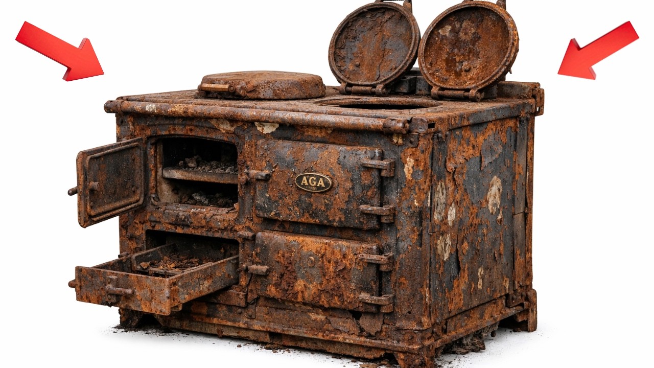 Rusty Rabge Cooker 70Year Old Rusted Cooking Stove Restoration Abandoned Aga Deluxe Coal ...