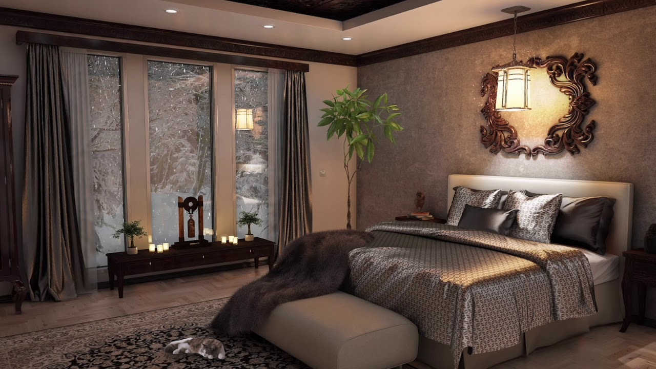 🌨️ Cozy Winter Bedroom Ambience Snow Scene Snowstorm Wind Blizzard