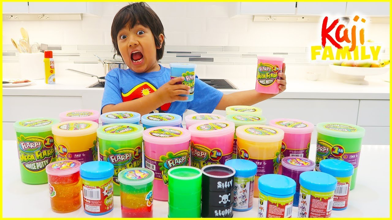 Mixing all my slime together DIY challenge! Satisfying slime with Ryan!