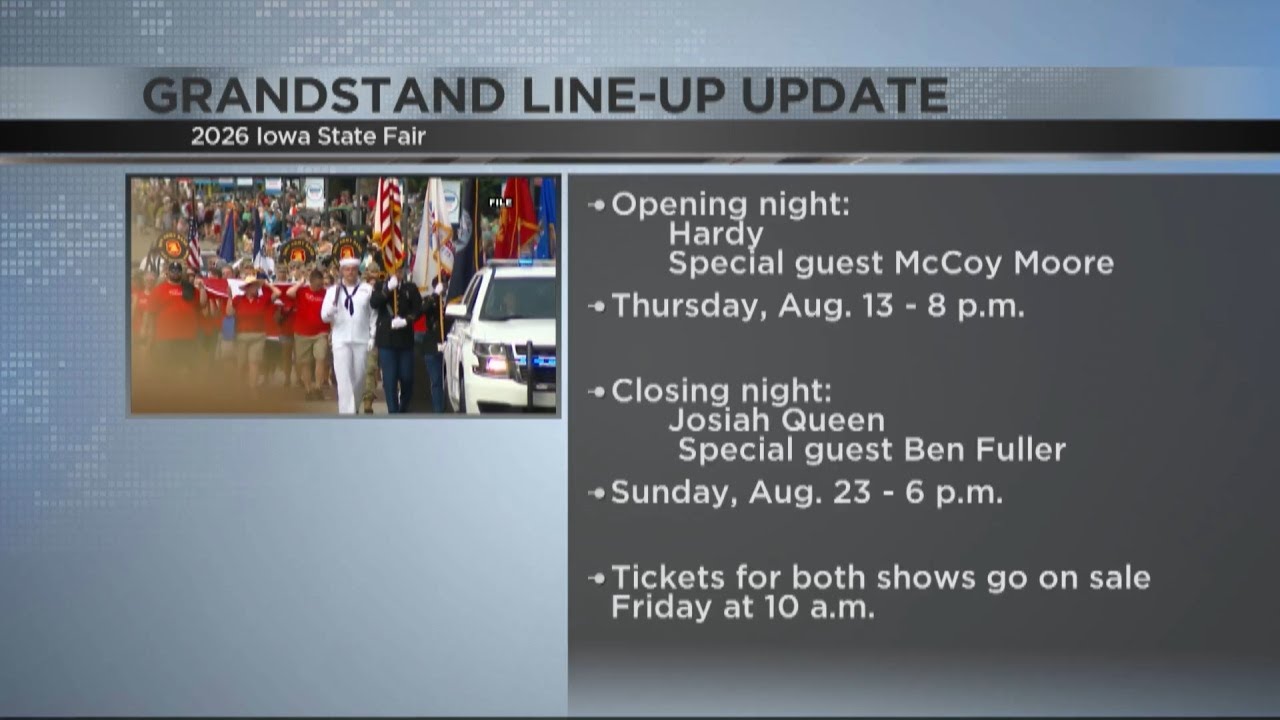 Big names revealed for 2026 Iowa State Fair grandstand shows