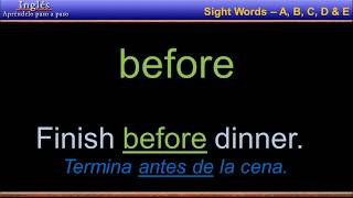 Sight Words in English | Vocabulario A, B, C, D, E | ingles gratis | learn english | free english